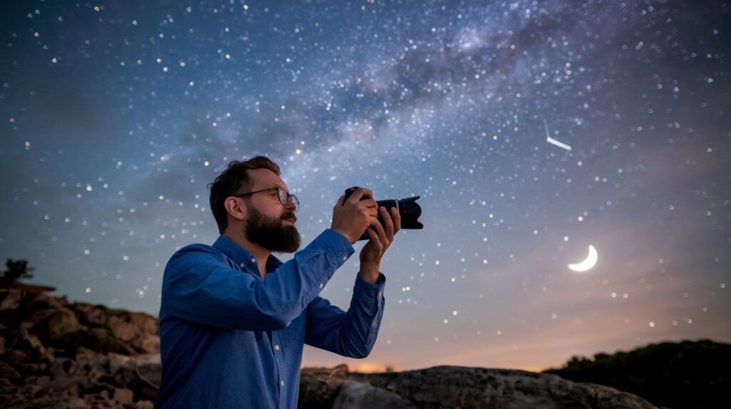 Karel Labossière qui fait des photos du ciel étoilé